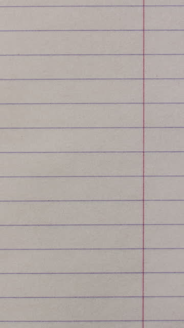 Sheet of lined paper, stop motion animation