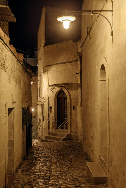 istock Matera street by night, Italy 2148282672