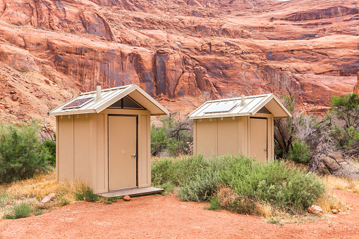 Restroom with solar panels in Red canyon national park in Utah USA
