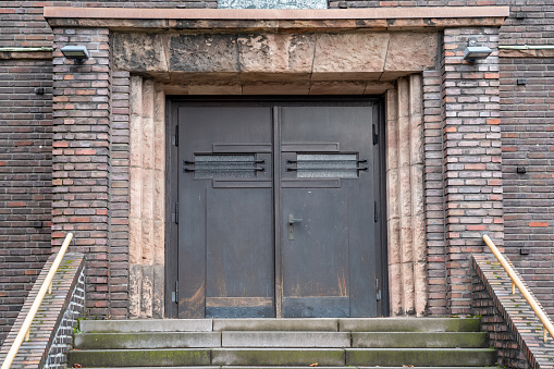 Large old 2-leaf metal door