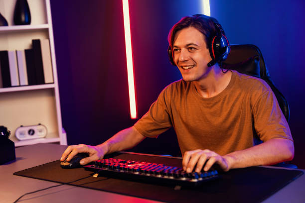 istock Host channel of smart streamer playing online game to be winner. Pecuniary. 2148284268