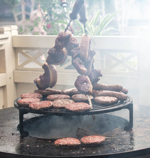 istock Meat on skewers is fried on the grill 2148285123