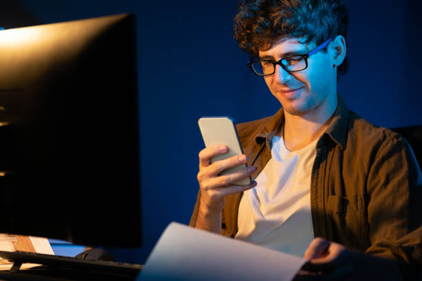istock Businessman using smartphone to search email, chatting with customer. Gusher. 2148285278