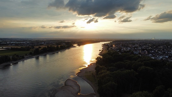 Rhine River flowing through Germany during golden hour