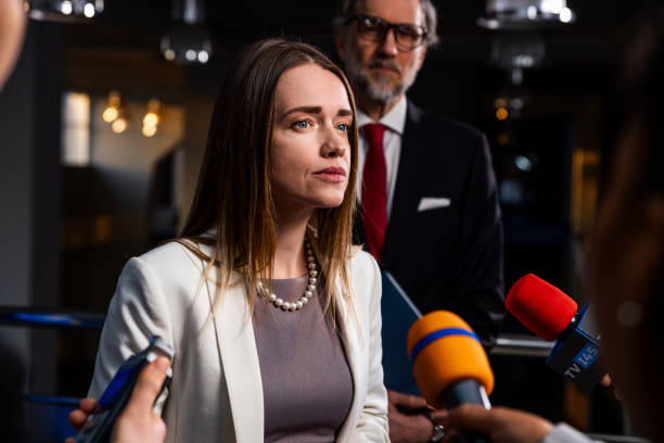 istock Political speech of consul during press campaign 2148286294