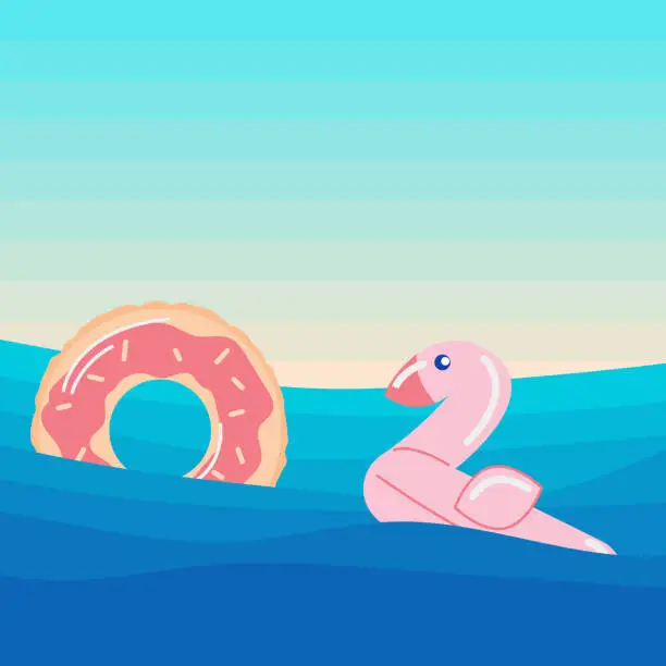 Vector illustration of Flamingo inflatable pool float