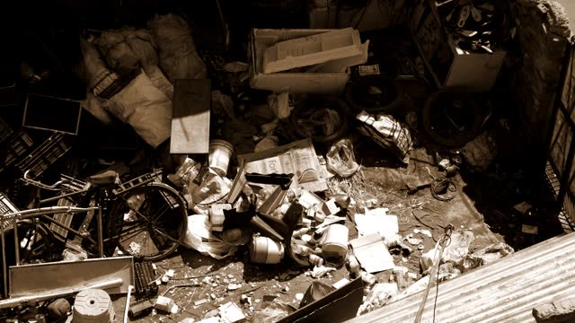 High angle view of junk store