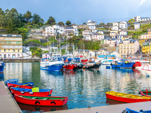 istock Colorful boats in Luarca marina 2148290100