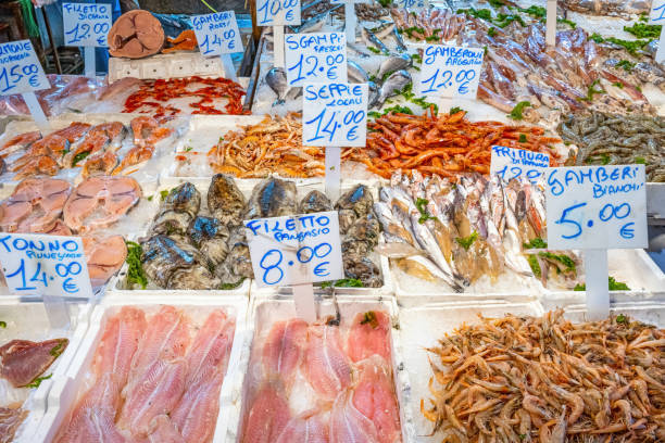 sea food market in Naples, Italy