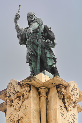 Tarragona, Spain - April 11, 2024: In 1889, Fèlix Ferrer y Galceran immortalized Roger de Llúria in a statue in Tarragona, Catalonia.
