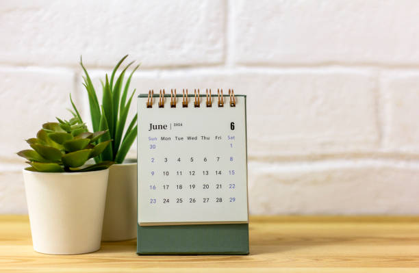 istock Desk calendar for June 2024. Desk calendar for planning, scheduling, assigning, organizing and managing every date. 2148294593