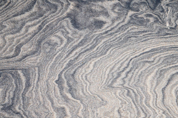 Full frame of dark swirl patterns in the sand
