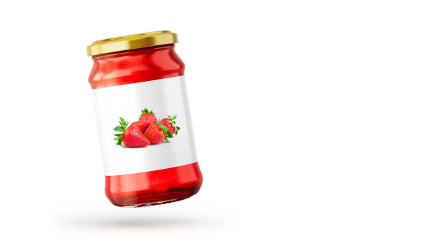 Strawberry Jam Jar Mockup with Blank Label