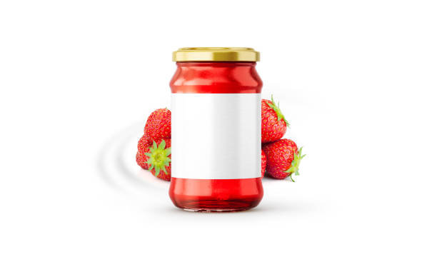 istock Strawberry Jam Jar Mockup with Blank Label 2148299123
