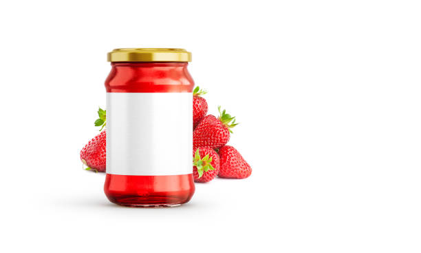istock Strawberry Jam Jar Mockup with Blank Label 2148299124