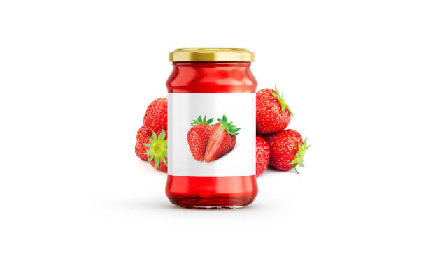 istock Strawberry Jam Jar Mockup with Blank Label 2148299127