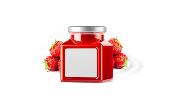 istock Strawberry Jam Jar Mockup with Blank Label 2148299142