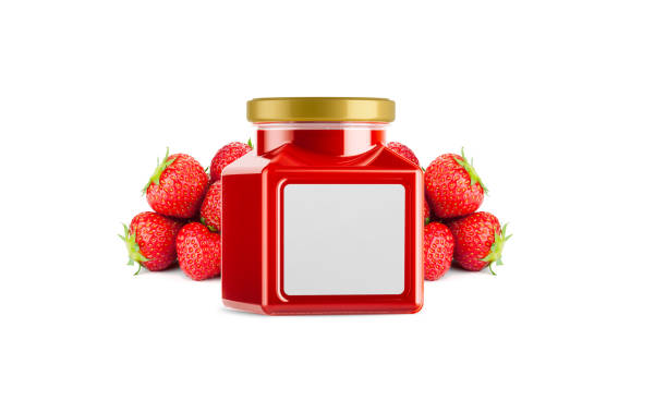 istock Strawberry Jam Jar Mockup with Blank Label 2148299152