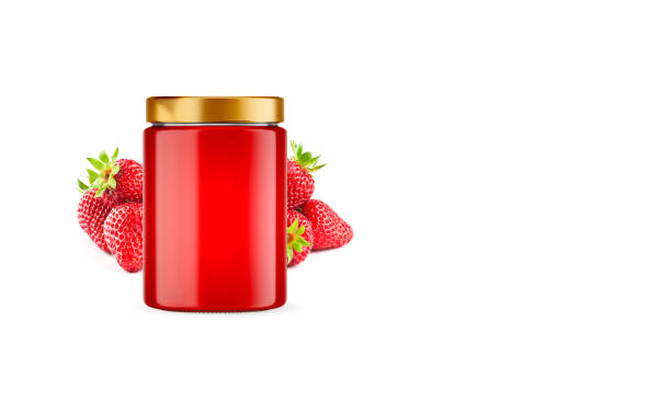 istock Strawberry Jam Jar Mockup with Blank Label 2148299153
