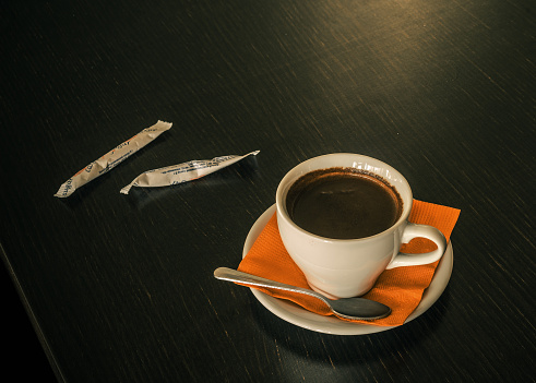 still-life with coffee on wooden table
