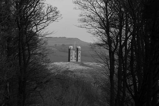 The cage at Lyme park in black and white