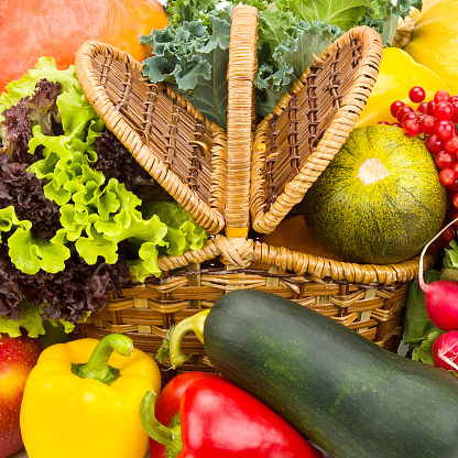Healthy vegetables and fruit food - background.