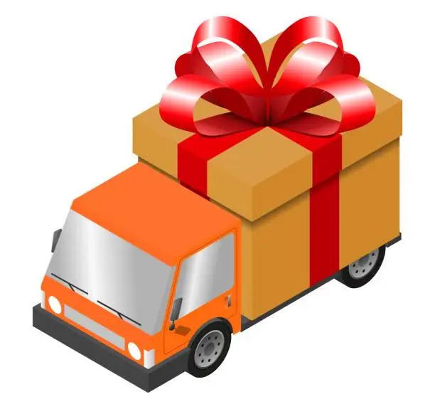 Vector illustration of Delivery truck with cardboard box