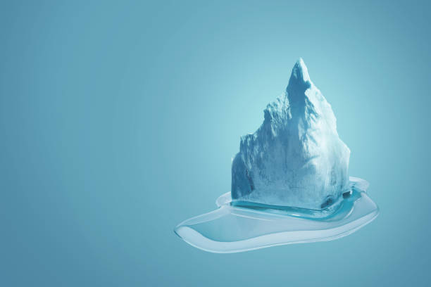 istock Beautiful iceberg ice melting on a blue background, creative idea design. Global warming, concept 2148303508