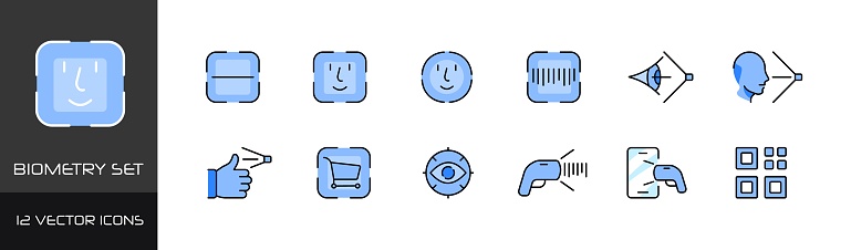 Biometry icon set. Flat style. Vector icons
