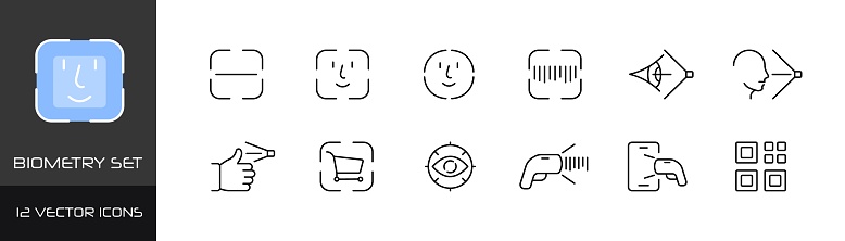 Biometry icon set. Linear style. Vector icons