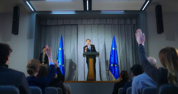 istock Mature representative of the European Union performs 2148305221