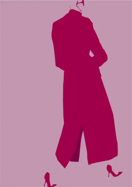 Vector illustration of Young elegant woman in coat.