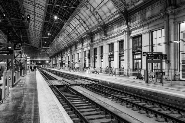 Treinstation Bordeaux-Saint-Jean Bordeaux, France - April 6th, 2024: Treinstation Bordeaux-Saint-Jean train station black and white stock pictures, royalty-free photos & images