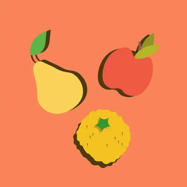 Vector illustration of Fruits and healthy eating