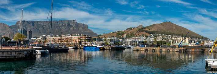 Panoramic view of the waterfront of Cape Town, South Africa