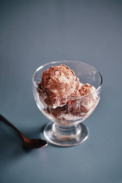 istock Delicious Stracciatella Ice Cream Dessert with Chocolate Topping 2148310204