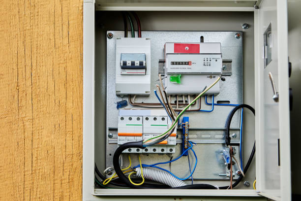 istock An unlocked wall-mounted outdoor electrical panel with an electricity meter and circuit breakers, as well as three-phase four-core cable prepared for connection to electric distribution board. 2148311178