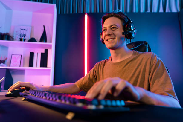 istock Host channel of smart streamer playing online game to be winner. Pecuniary. 2148312723