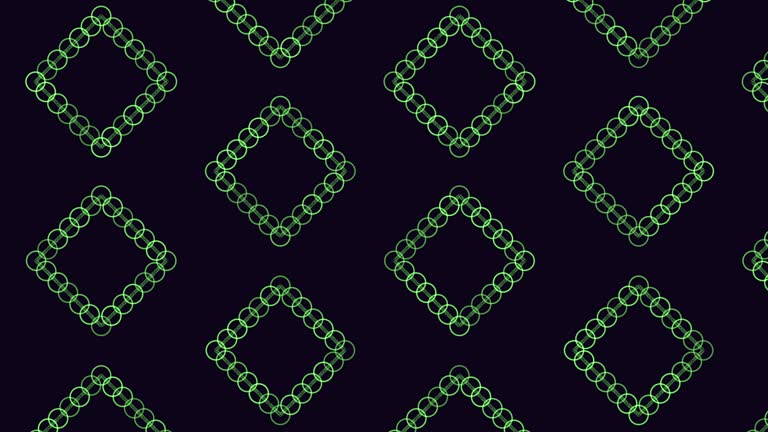 Abstract geometric pattern with rectangular shapes and grid arrangement in green, black, and white