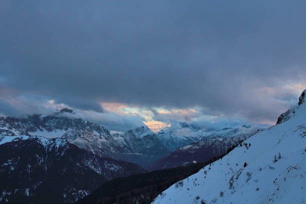 Alpine glow on mountain peak, Tantalus Ranges