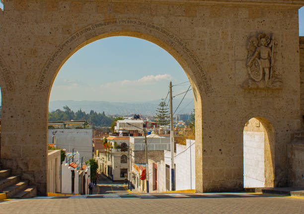 Viewpoint on square Yanahuara in city Arequipa in Peru