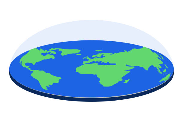 Flat earth Illustration of a flat earth. Conception of the Earth's shape as a plane or disk. flat earth planet stock illustrations