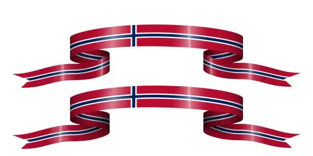 Vector illustration of set of flag ribbon with colors of Norway for independence day celebration decoration