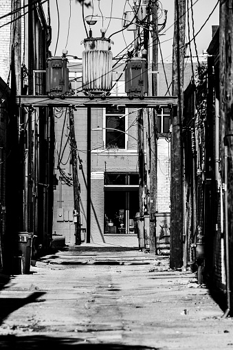 Alley in small town - Temple, Texas, USA