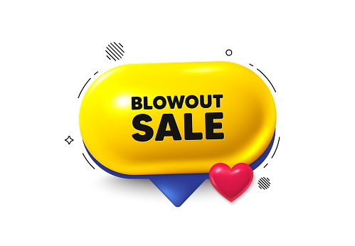 Offer speech bubble 3d icon. Blowout sale tag. Special offer price sign. Advertising discounts symbol. Blowout sale chat offer. Speech bubble love banner. Text box balloon. Vector