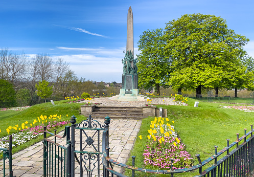 Wide view of historical Bromley War Memorial on Martin's Hill, of those who served the King of United Kingdom in the great war 1914 - 1918 in London