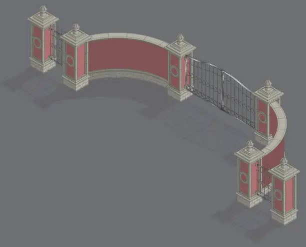 Vector illustration of Vector isometric Gate portal