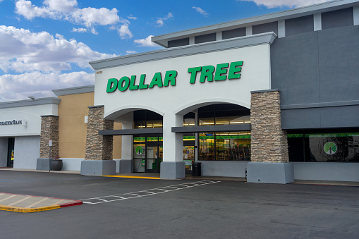 Seal Beach, CA, USA - April 4, 2024: Dollar Tree, a low-end retail store, located in Seal Beach, Orange County, California.