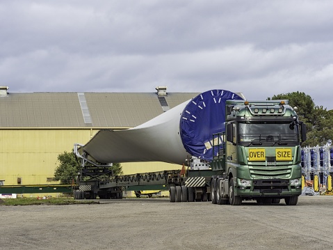 Wind turbine blade on truck, Geelong Victoria