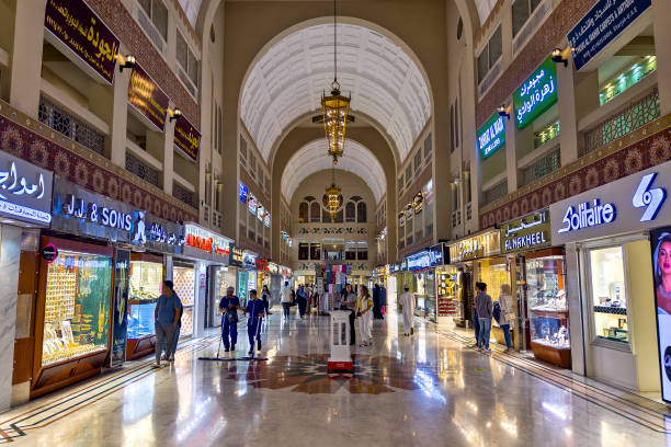 The Central Souk Blue Souk or Gold souk - market or shopping mall in Sharjah, UAE Sharjah, United Arab Emirates, January 28, 2024: The Central Souk (Blue Souk or Gold souk) - market or shopping mall in Sharjah, UAE sharjah city stock pictures, royalty-free photos & images